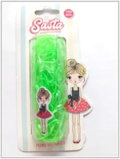 Sasta Lastik Saç Tokası Yeşil Sticker Hediyeli - 1
