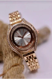 Rose Gold Kordonlu Ince Kordonlu Taş Desenli Kadın Kol Saati Mls-1028 - 1