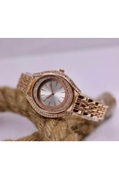 Rose Gold Kordonlu Ince Kordonlu Taş Desenli Kadın Kol Saati Mls-1028 - 2