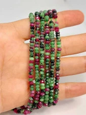 Anyolit (Rubizoit- Rubyzoisit) Taşı Rondela Faset Kesim Dizi 2.5*4mm (45322) thumbnail 1