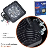 MOTOSIKLET ATV 12V 80V SİS FARI 9 LED KARE TİP BEYAZ IŞIK - 1