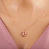 925 Ayar Gümüş Rose Çiçek Kadın Gümüş Kolye thumbnail 1