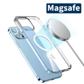 iPhone 15 Pro Max Kılıf Magsafe Şarj Özellikli Şeffaf Sert PC Embos Kapak - 4