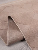 Lara Bukleli Desenli Yumuşacık Peluş Halı Salon Oturma Odası Mutfak Koridor Halısı 9400c Vizon - 4