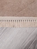 Lara Bukleli Desenli Yumuşacık Peluş Halı Salon Oturma Odası Mutfak Koridor Halısı 9400c Vizon - 5