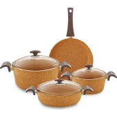 Oms 7 Parça Granit Tencere Set 3105 Bronz - 2