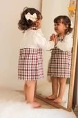 Babyhola Şık Tüvit Bayramlık Kız Bebek Çocuk Elbisesi Şanel Kumaş - 3