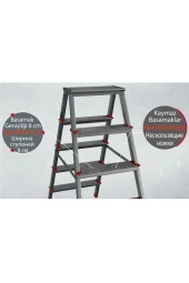 Saraylı 1803 Çift Taraflı Alüminyum 3+3 Basamaklı Merdiven - 4