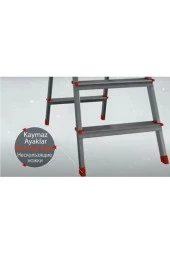 Saraylı 1803 Çift Taraflı Alüminyum 3+3 Basamaklı Merdiven - 5