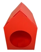 Temel Özel Üretim Plastik Kedi Evi Kırmızı - 3