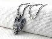Üç Boyutlu Tilki Kral Zincirli 925 Ayar Gümüş Kolye thumbnail 2