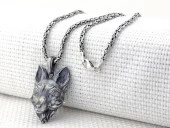 Üç Boyutlu Tilki Kral Zincirli 925 Ayar Gümüş Kolye thumbnail 3