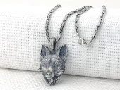 Üç Boyutlu Tilki Kral Zincirli 925 Ayar Gümüş Kolye thumbnail 4