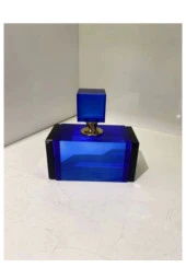 Dekoratif Kristal Mavi Cam Şişe 11 Cm - 1