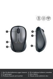 Logitech M235 Gri 910-002201 Kablosuz 1000 DPI Kompakt Mouse - Siyah - 3