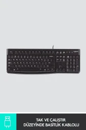 logitech  K120 USB Kablolu Türkçe Q Klavye - Siyah 920-002505 - 3