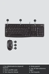 logitech  Mk120 Kablolu Q Tr Siyah Klavye Mouse Seti - Siyah - 1