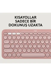 logitech  Pebble 2 Combo Çoklu Sessiz Kablosuz Türkçe Q Klavye Mouse Seti - Pembe 920-012247 - 5