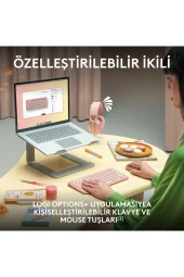 logitech  Pebble 2 Combo Çoklu Sessiz Kablosuz Türkçe Q Klavye Mouse Seti - Pembe 920-012247 - 3