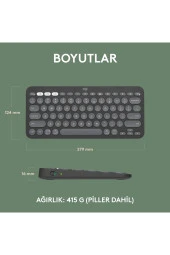 logitech Pebble Keys 2 K380s Multi-Device Bluetooth Klavye - Grafit 920-011859 - 4