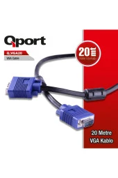 Qport  Q-vga20 Qport Q-vga20 15 Pin Fitreli 20 Metre Erkek Erkek Monitör 0 - 2
