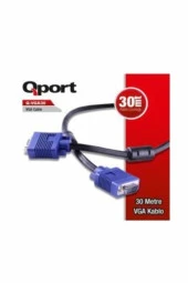 Qport Q-VGA30 15 PİN FİTRELİ 30 Metre Erkek - Erkek VGA Monitör Kablo - 1
