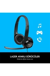 logitech  H390 Kablolu Kulak Üstü Mikrofonlu Kulaklık Dijital Stereo Ses Katlanabilir Gürültü Önleyici - 4