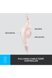 Logitech H390 981-001281 Rose Kablolu Mikrofonlu Kulak Üstü Kulaklık - 4