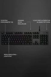 logitech G G512 LIGHTSYNC RGB GX Blue Clicky Aydınlatmalı Mekanik Kablolu Türkçe Q Oyuncu Klavyesi - Siyah - 2