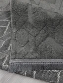 Lara Bukleli Desenli Yumuşacık Peluş Halı Salon Oturma Odası Mutfak Koridor Halısı 9401D Antrasit - 3