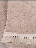 Lara Bukleli Desenli Yumuşacık Peluş Halı Salon Oturma Odası Mutfak Koridor Halısı 9401C Vizon - 4