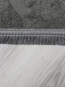 Lara Bukleli Desenli Yumuşacık Peluş Halı Salon Oturma Odası Mutfak Koridor Halısı 9401D Antrasit - 4