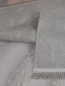 Lara Bukleli Desenli Yumuşacık Peluş Halı Salon Oturma Odası Mutfak Koridor Halısı 9401B Gri thumbnail 4