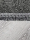 Lara Bukleli Desenli Yumuşacık Peluş Halı Salon Oturma Odası Mutfak Koridor Halısı 9400D Antrasit thumbnail 4