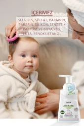 INCIA 100 Doğal Organik Sertifikalı Bebek Köpük Şampuanı Saç Vücut Lavanta Konak Önleyici Yenidoğan 200 ml - 6