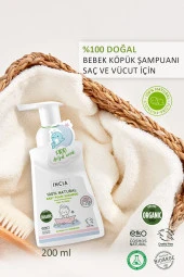 INCIA 100 Doğal Organik Sertifikalı Bebek Köpük Şampuanı Saç Vücut Lavanta Konak Önleyici Yenidoğan 200 ml - 2