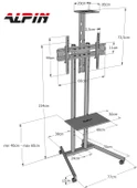 ALPİN TV/Fuar ve Toplantı Odası Standı Video Kamera Askı Aparatlı Metal Ayaklı Tekerlekli TV Sehpası/Ünitesi 40 inç-75 inç - 4