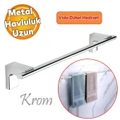 Lavabo Banyo Mutfak Aparat Standı Bez Havlu Askısı Uzun Havluluk Vidalı Krom Paslanmaz Metal thumbnail 1