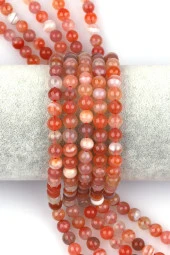 Karnelyan Akik Doğal Taş Dizi 6 mm Küre Kesim thumbnail 1