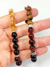 Bolluk & Bereket Enerjisi 8mm Özel Kombinasyon Doğal Taş Çift Bilekliği thumbnail 2