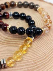 Bolluk & Bereket Enerjisi 8mm Özel Kombinasyon Doğal Taş Çift Bilekliği thumbnail 5