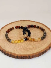 Bolluk & Bereket Enerjisi 8mm Özel Kombinasyon Doğal Taş Çift Bilekliği thumbnail 1