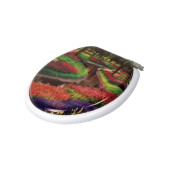 Çiçek Desenli Süngerli Yumuşak Beyaz Klozet Kapağı - 1