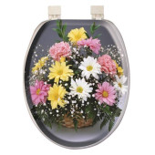 Çiçek Desenli Süngerli Yumuşak Beyaz Klozet Kapağı - 2