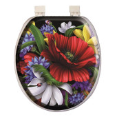 Çiçek Desenli Süngerli Yumuşak Beyaz Klozet Kapağı - 3