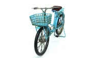 Vintage Dekoratif Metal Bisiklet Sepetli - Mavi - 5
