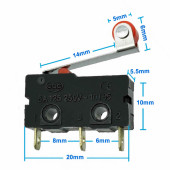 Makaralı Micro Switch Anahtar 5A  5A 250V Rulo Makara Kollu NO NC COM SPDT Sınırlayıcı Momentary - 1