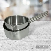 2 Li Set Paslanmaz 430 Çelik Kaçerola Sütlük Ve Sosluk 12-14 Cm - 1