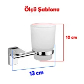 Metal Diş Fırçalık Vidalı Askı Banyo Lavabo Diş Fırçası Stand Kabı Kutusu Hazneli Krom - 3