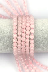 Pembe Kuvars Doğal Taş Dizi 6 mm Fasetli Küre Kesim thumbnail 1